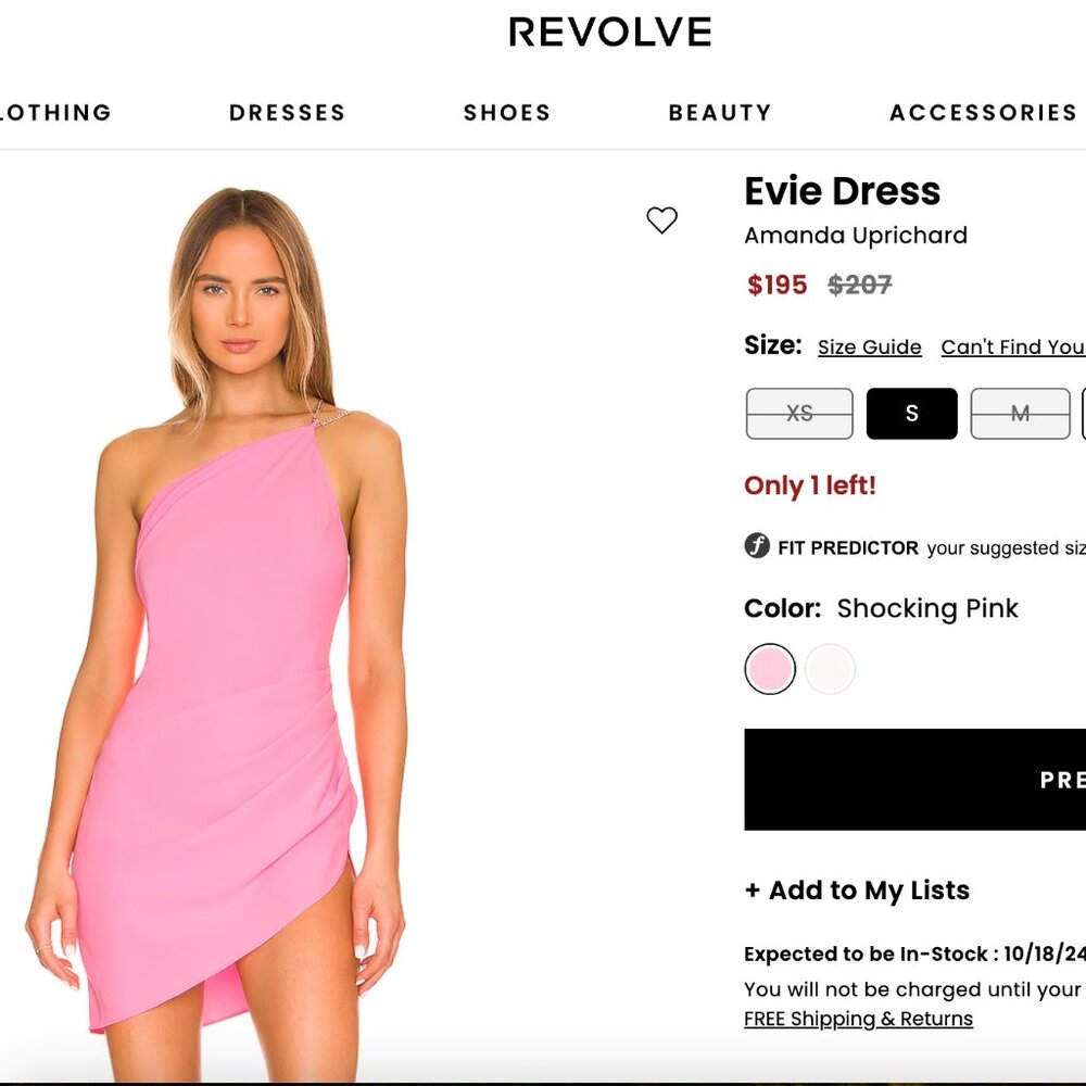 Amanda Uprichard Evie Dress in Pink, Small